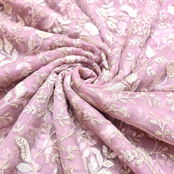 Chinon Thread & Sequins Embroidery Fabric – Soft Flowing Designer Fabric F62347-04