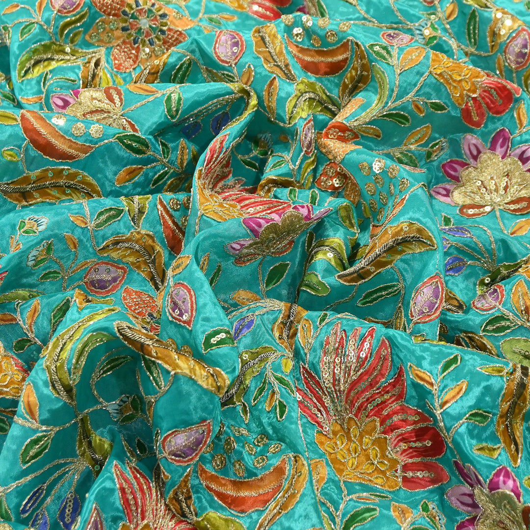 Premium Crepe Fabric With Position Print & Sequin Embroidery – FF1094-D