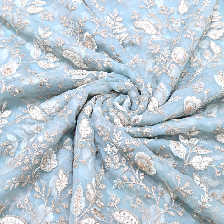 Chinon Thread & Sequins Embroidery Fabric – Soft Flowing Designer Fabric F62347-03