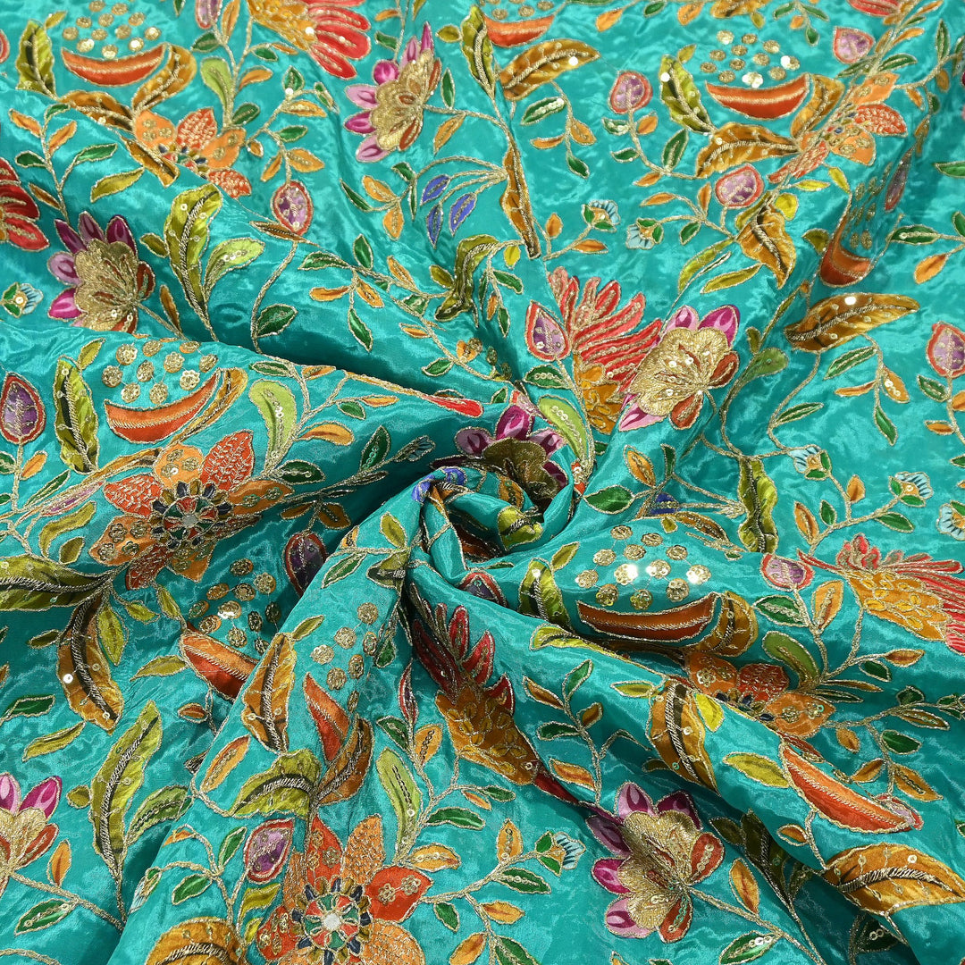 Premium Crepe Fabric With Position Print & Sequin Embroidery – FF1094-D