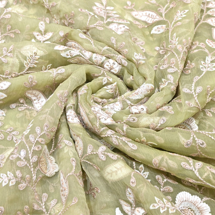 Chinon Thread & Sequins Embroidery Fabric – Soft Flowing Designer Fabric F62347-01