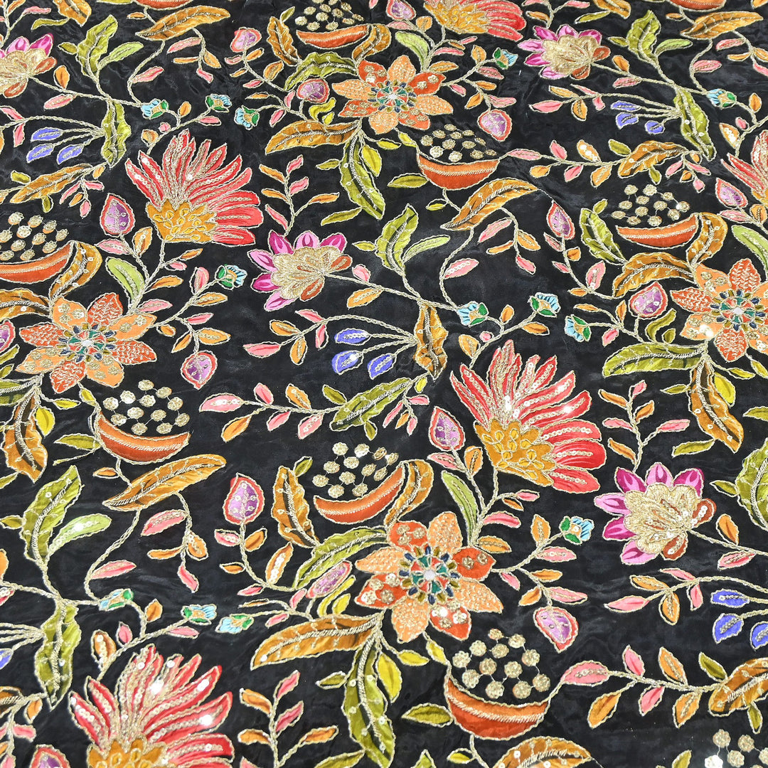 Premium Crepe Fabric With Position Print & Sequin Embroidery – FF1094-E
