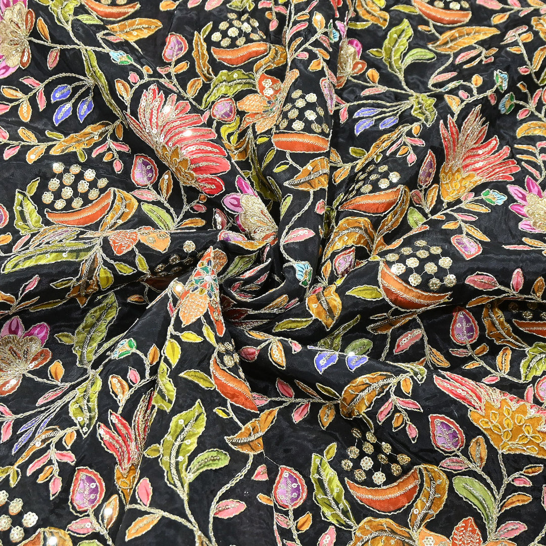 Premium Crepe Fabric With Position Print & Sequin Embroidery – FF1094-E