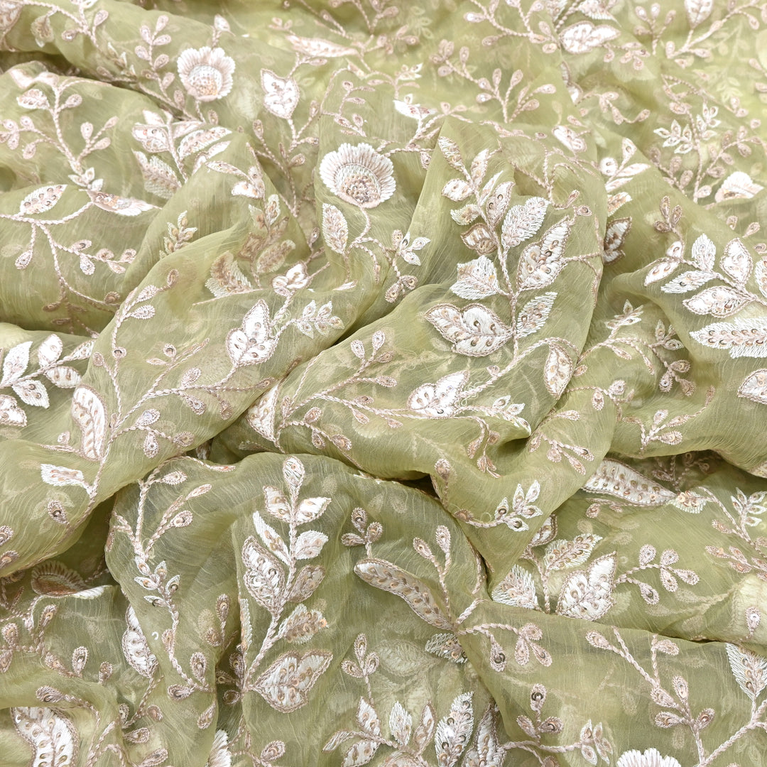 Chinon Thread & Sequins Embroidery Fabric – Soft Flowing Designer Fabric F62347-01