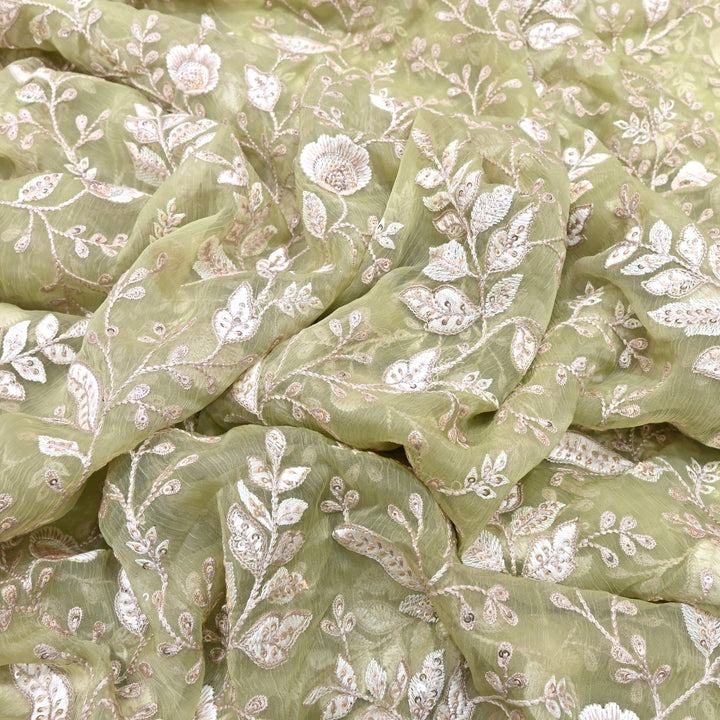 Chinon Thread & Sequins Embroidery Fabric – Soft Flowing Designer Fabric F62347-01