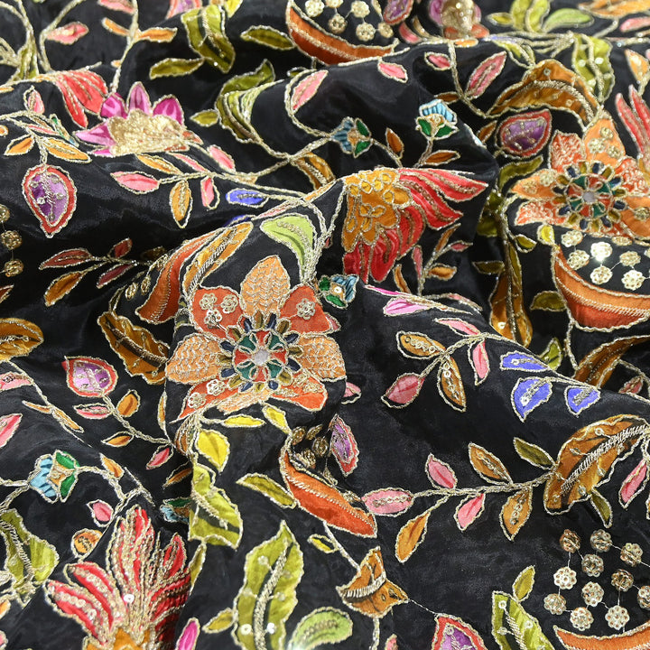 Premium Crepe Fabric With Position Print & Sequin Embroidery – FF1094-E