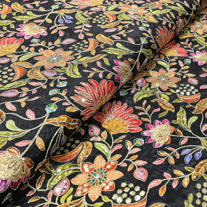 Premium Crepe Fabric With Position Print & Sequin Embroidery – FF1094-E