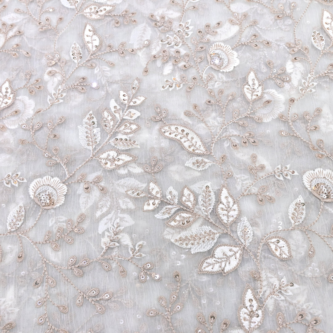 Chinon Thread & Sequins Embroidery Fabric – Soft Flowing Designer Fabric F62347-02