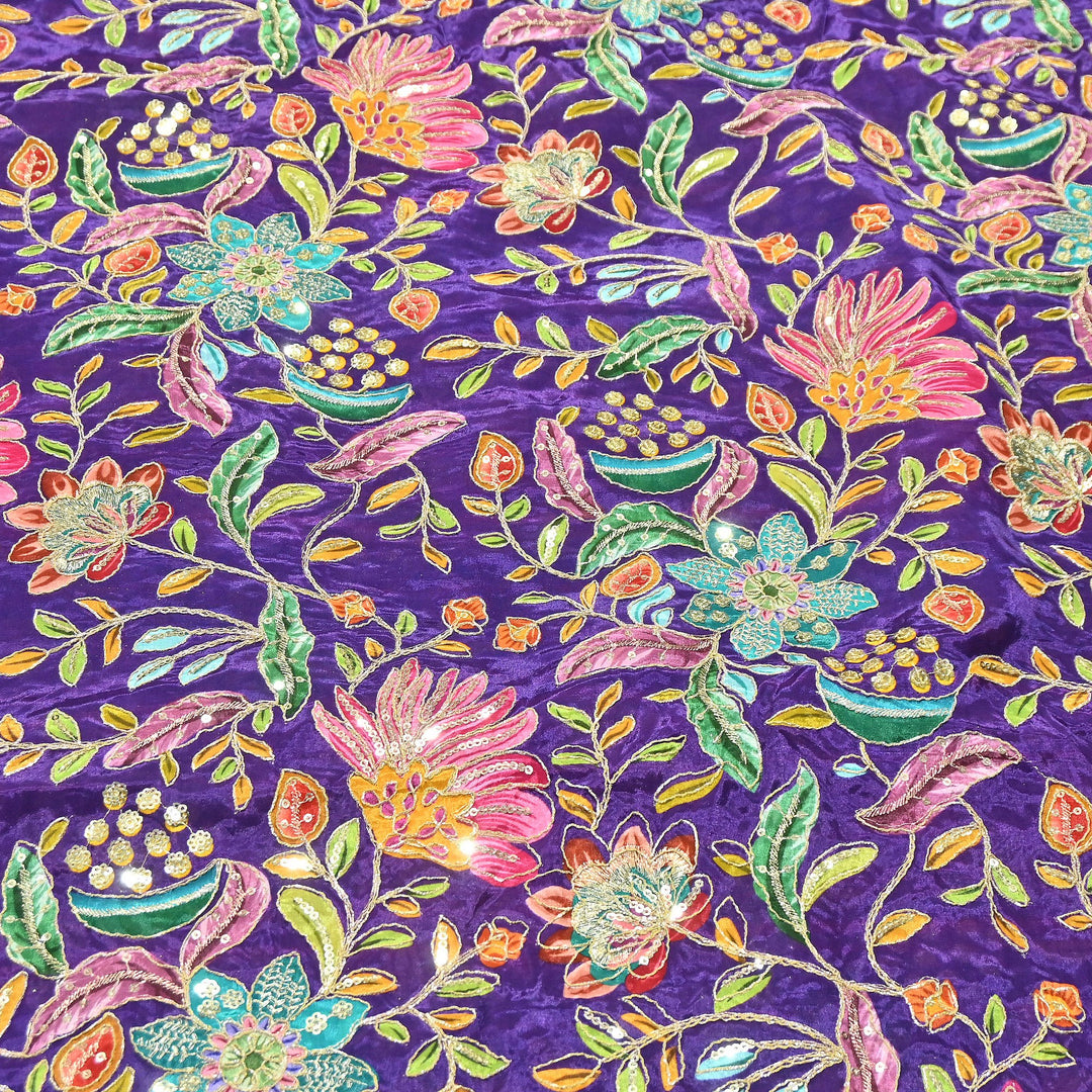 Premium Crepe Fabric With Position Print & Sequin Embroidery – FF1094-F
