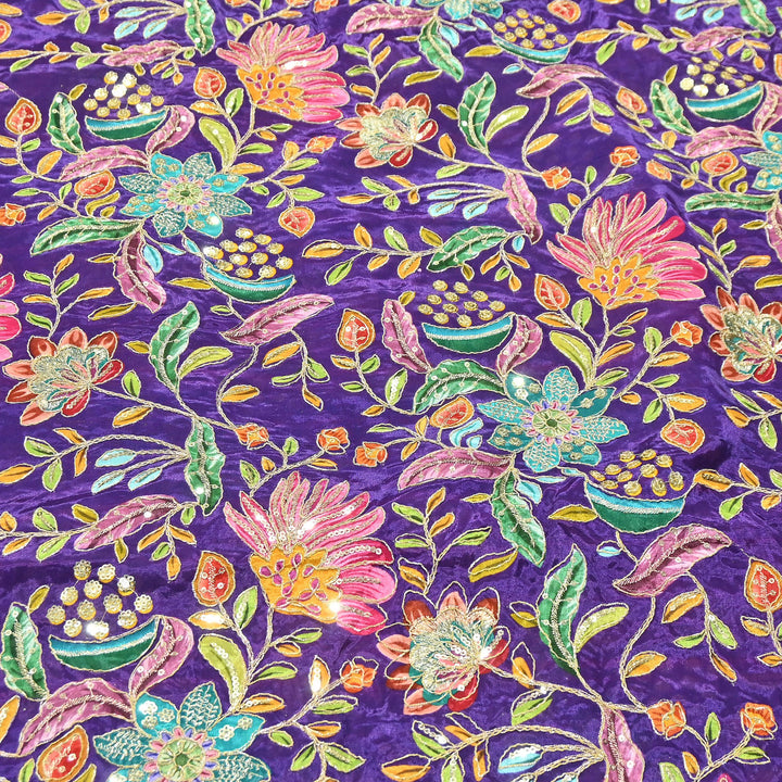 Premium Crepe Fabric With Position Print & Sequin Embroidery – FF1094-F