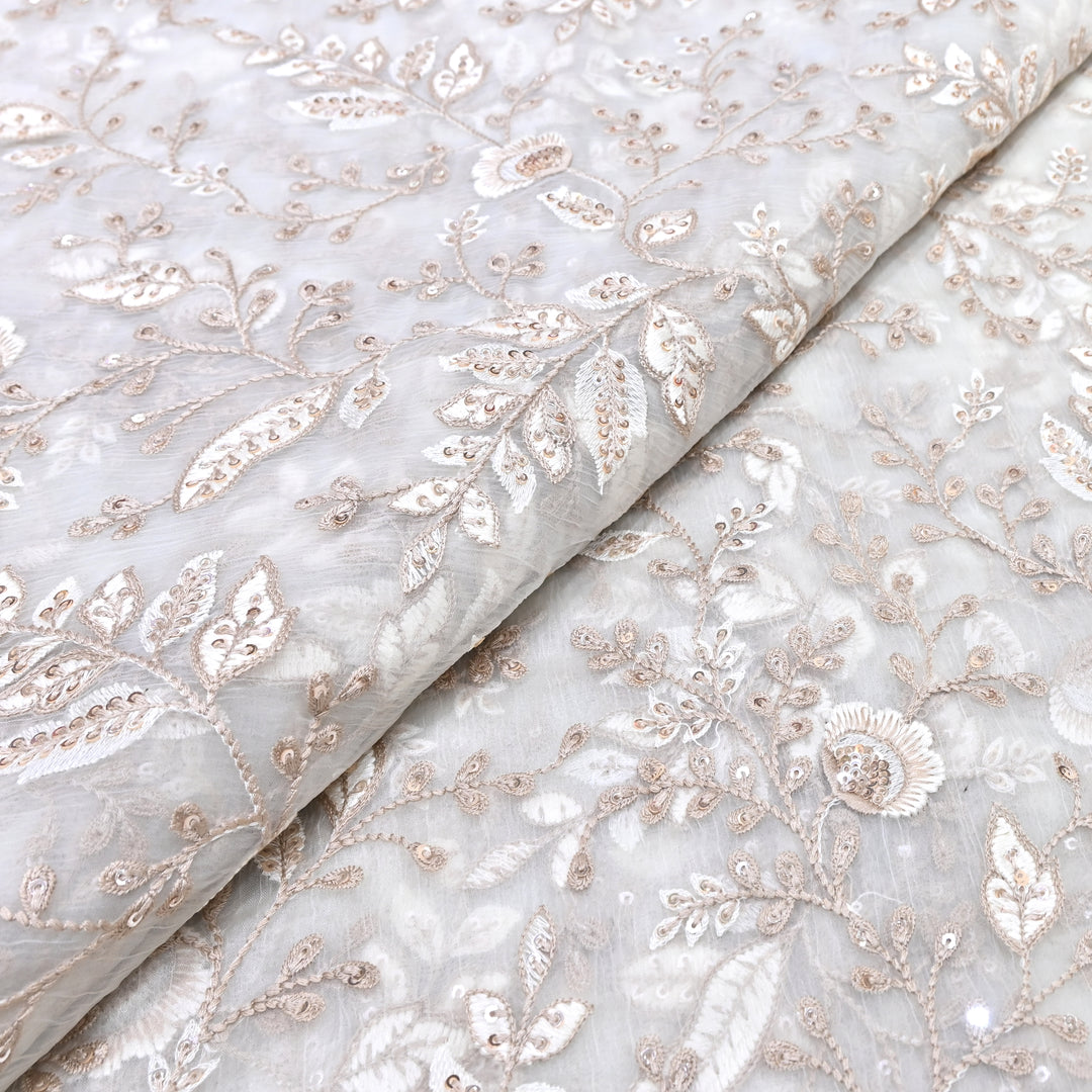 Chinon Thread & Sequins Embroidery Fabric – Soft Flowing Designer Fabric F62347-02