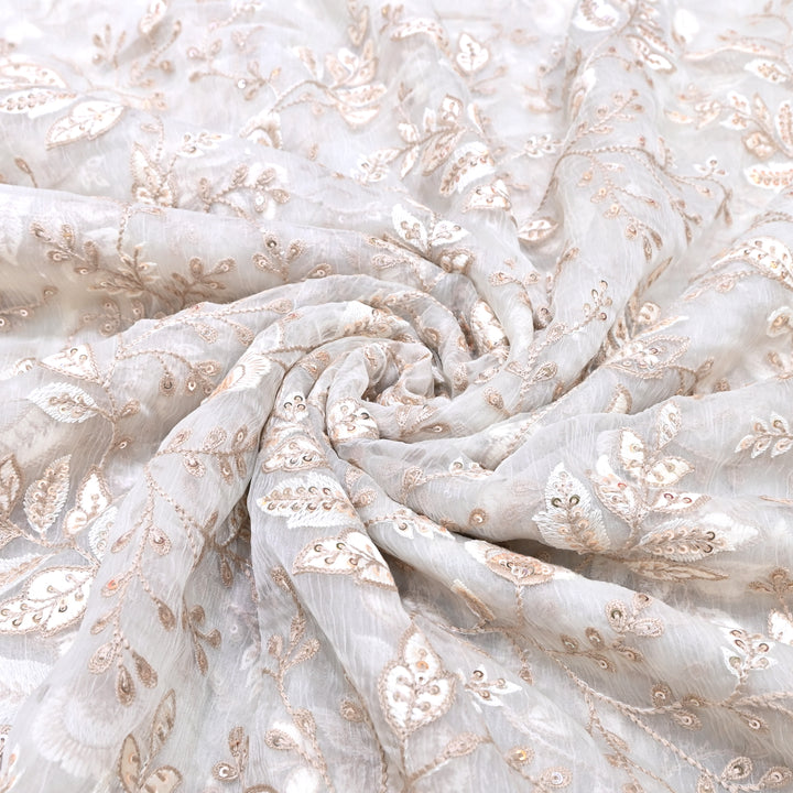 Chinon Thread & Sequins Embroidery Fabric – Soft Flowing Designer Fabric F62347-02