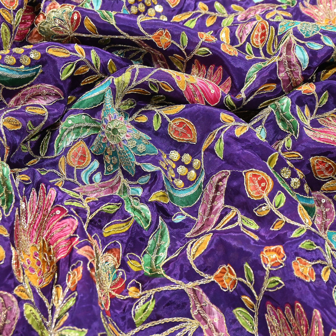 Premium Crepe Fabric With Position Print & Sequin Embroidery – FF1094-F
