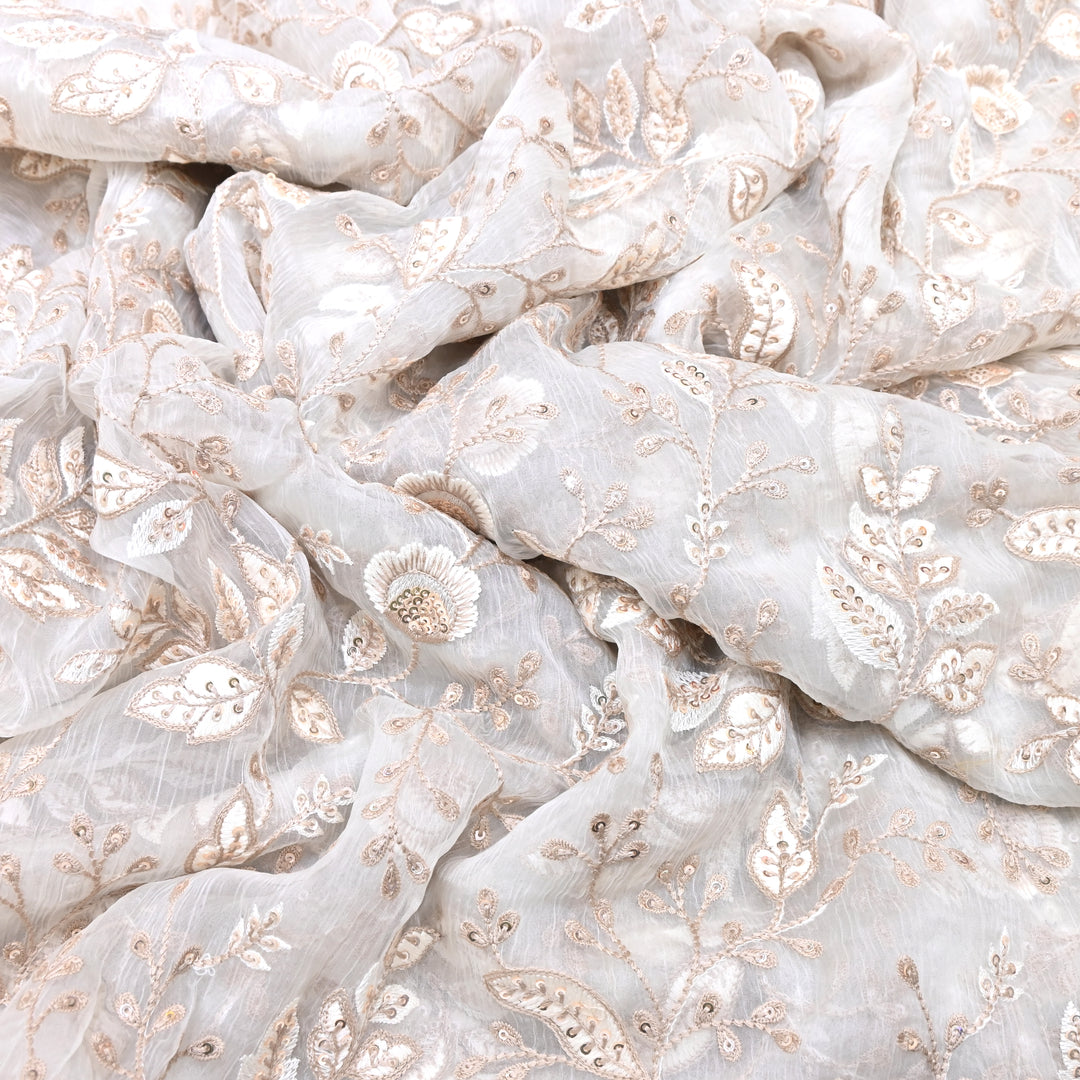 Chinon Thread & Sequins Embroidery Fabric – Soft Flowing Designer Fabric F62347-02