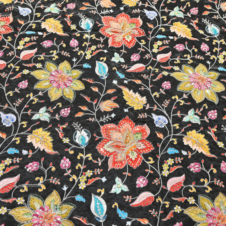 Premium Crepe Fabric With Position Print & Sequin Embroidery – FF1141-1