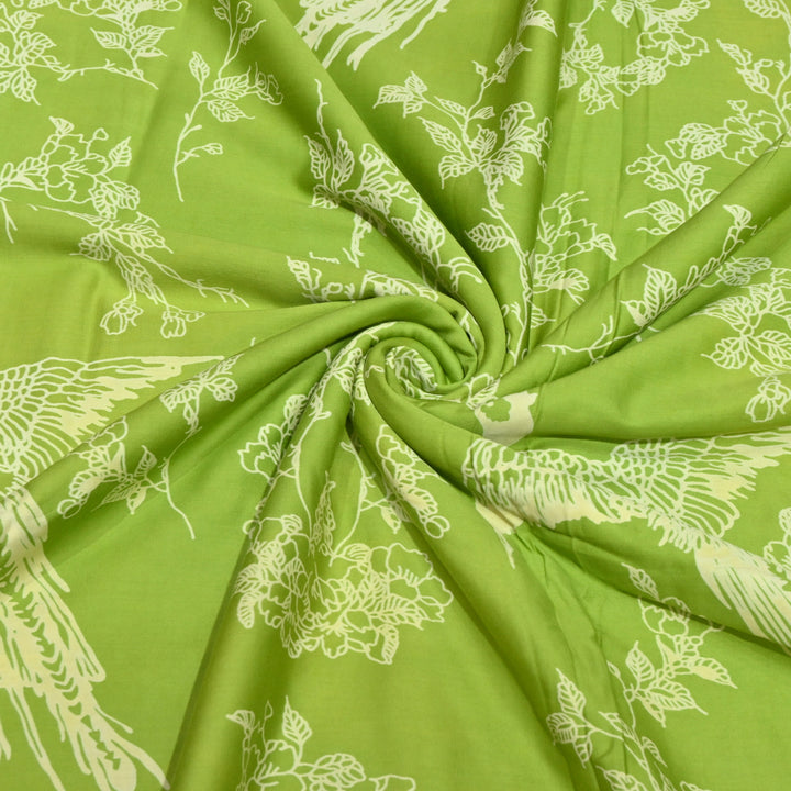 Light Green Color Cotton Discharge Print Fabric
