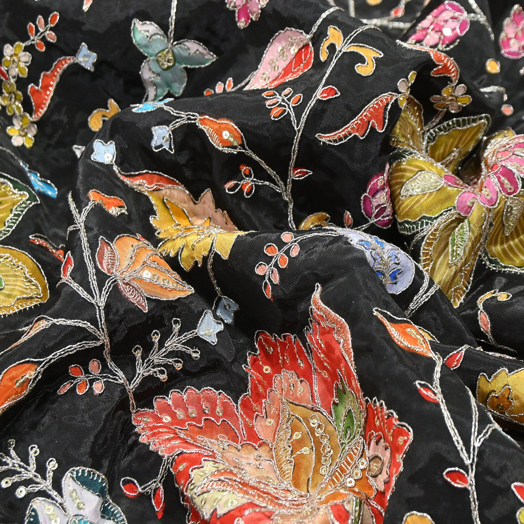Premium Crepe Fabric With Position Print & Sequin Embroidery – FF1141-1