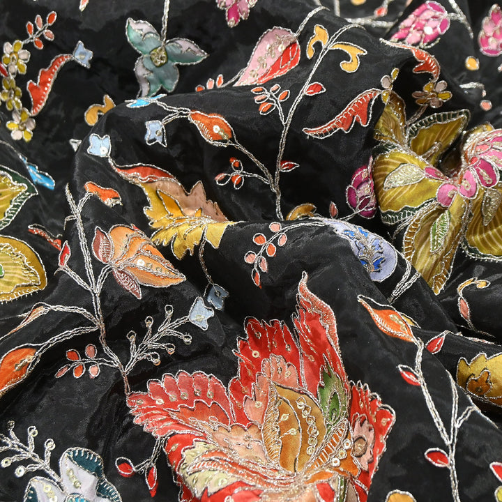 Premium Crepe Fabric With Position Print & Sequin Embroidery – FF1141-1