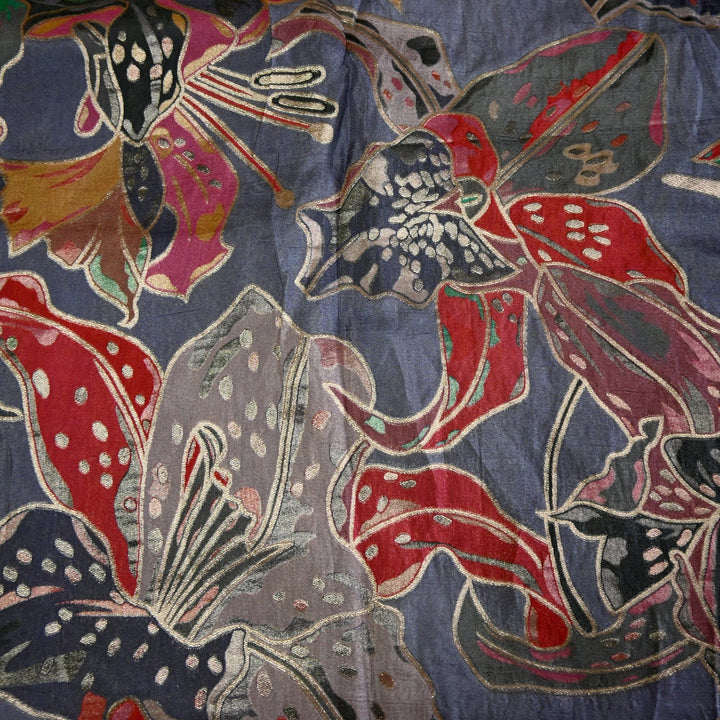 Dola Silk Position Print With Zari Jaquard Fabrics