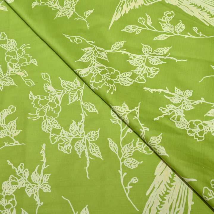Light Green Color Cotton Discharge Print Fabric