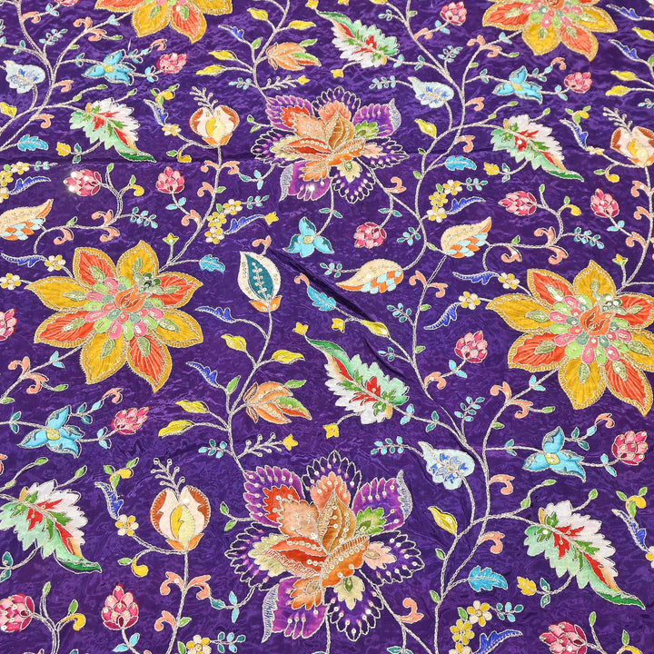 Premium Crepe Fabric With Position Print & Sequin Embroidery – FF1141-2