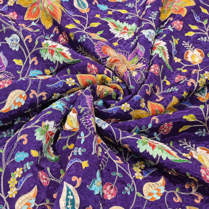 Premium Crepe Fabric With Position Print & Sequin Embroidery – FF1141-2