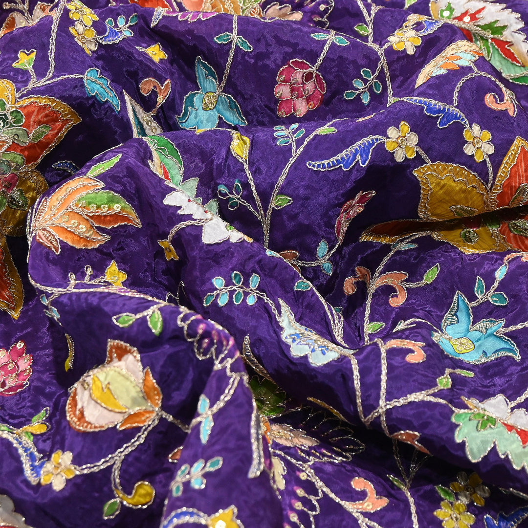 Premium Crepe Fabric With Position Print & Sequin Embroidery – FF1141-2