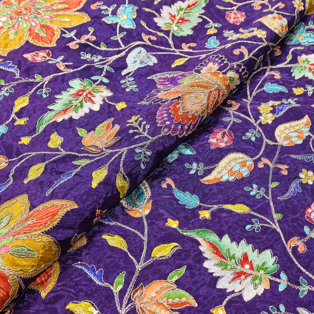 Premium Crepe Fabric With Position Print & Sequin Embroidery – FF1141-2