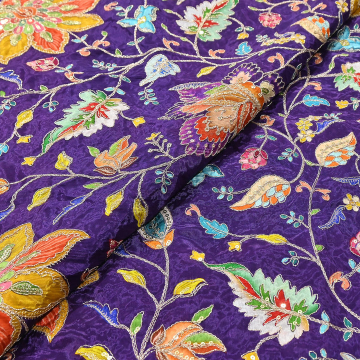 Premium Crepe Fabric With Position Print & Sequin Embroidery – FF1141-2