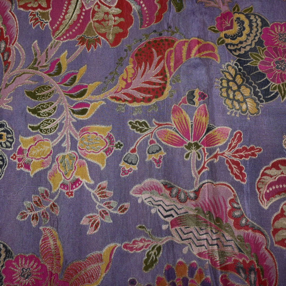 Dola Silk Position Print With Zari Jaquard Fabrics