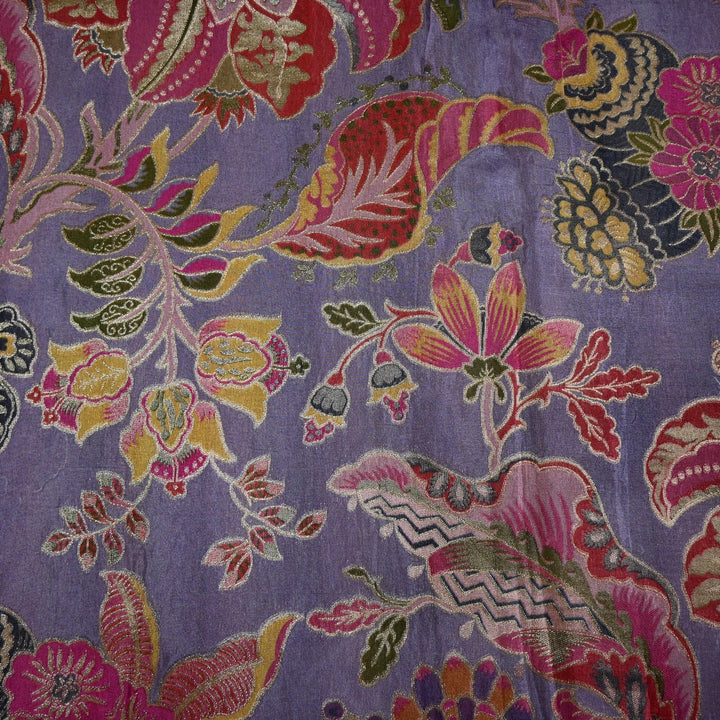 Dola Silk Position Print With Zari Jaquard Fabrics