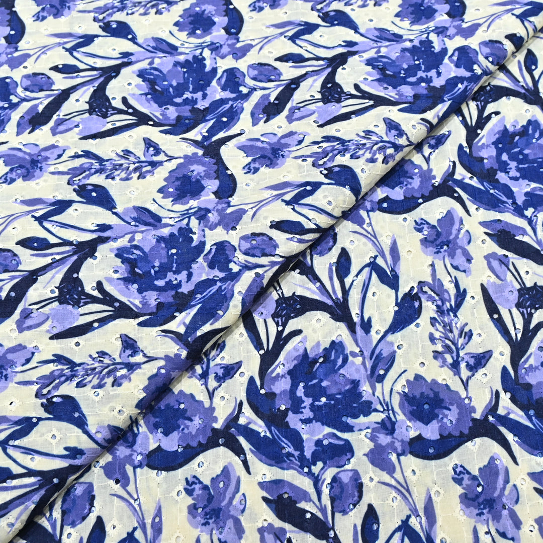 Cotton Chicken Digital Print Cutwork Embroidery Fabric - 001196-A9