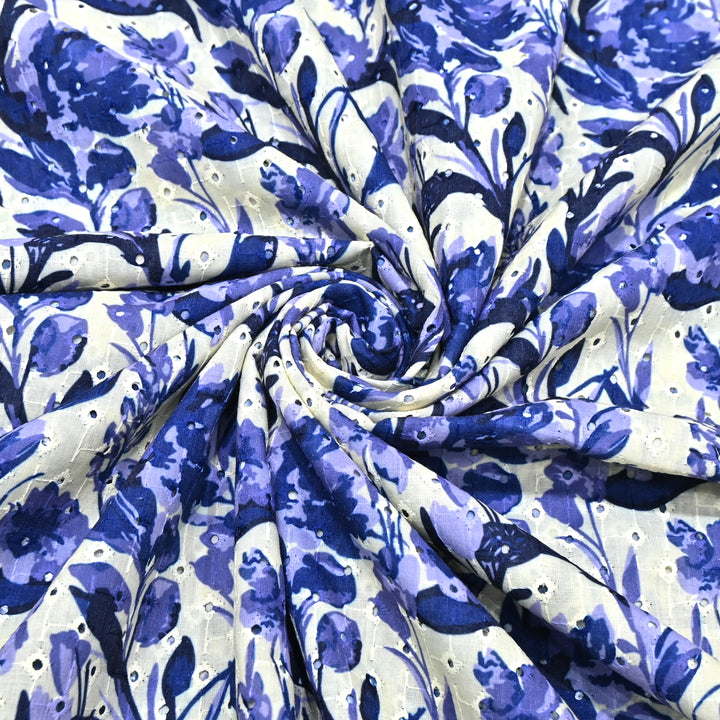 Cotton Chicken Digital Print Cutwork Embroidery Fabric - 001196-A9