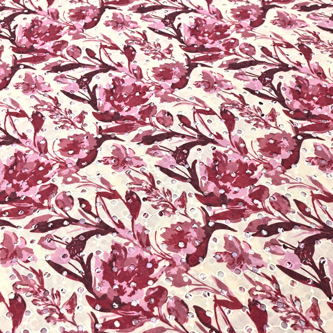 Cotton Chicken Digital Print Cutwork Embroidery Fabric - 001196-A10