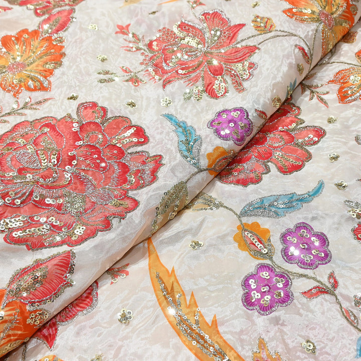 Premium Crepe Fabric With Position Print & Sequin Embroidery – FF1141-5