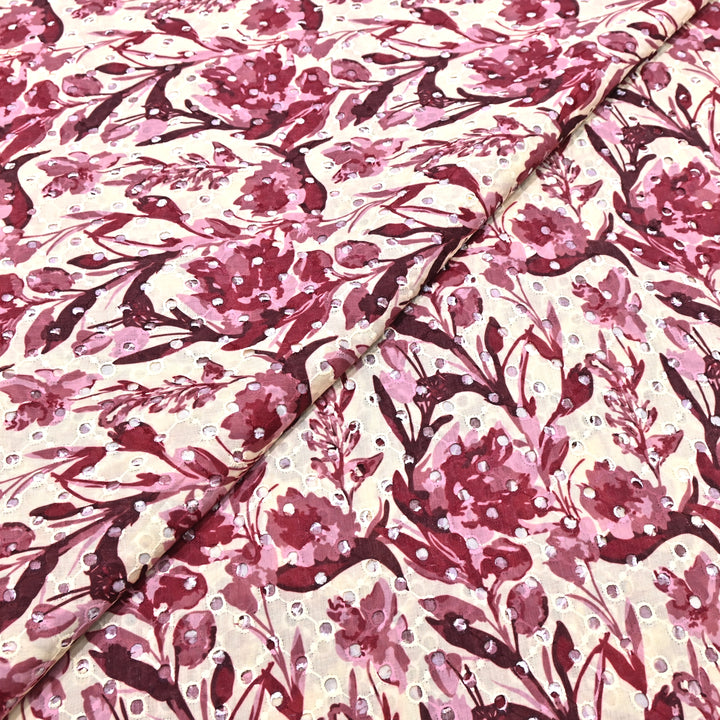 Cotton Chicken Digital Print Cutwork Embroidery Fabric - 001196-A10