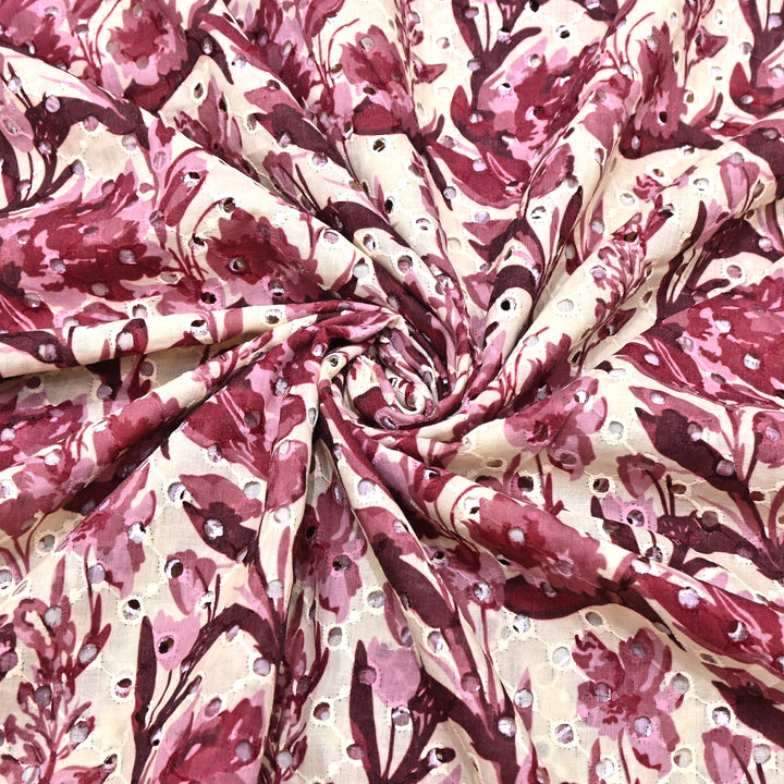Cotton Chicken Digital Print Cutwork Embroidery Fabric - 001196-A10