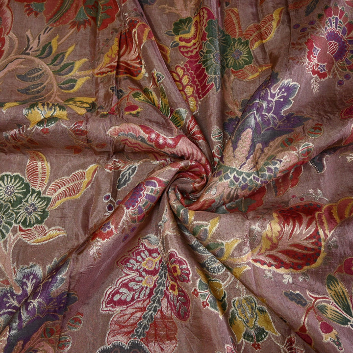 Dola Silk Position Print With Zari Jaquard Fabrics