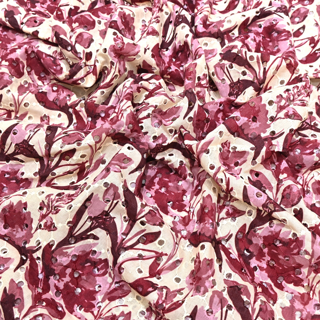Cotton Chicken Digital Print Cutwork Embroidery Fabric - 001196-A10