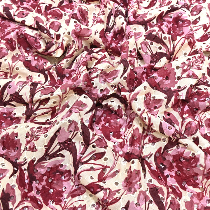 Cotton Chicken Digital Print Cutwork Embroidery Fabric - 001196-A10