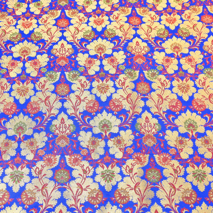 Satin Kimkhab Multi Brocade Fabric | Heavy Luxury Zari Woven Designer Fabric | RS0022-24