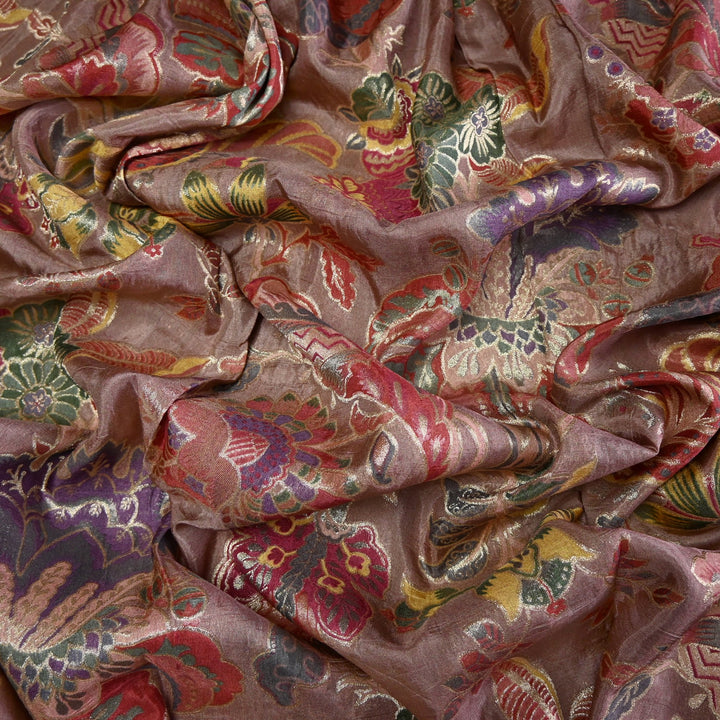 Dola Silk Position Print With Zari Jaquard Fabrics