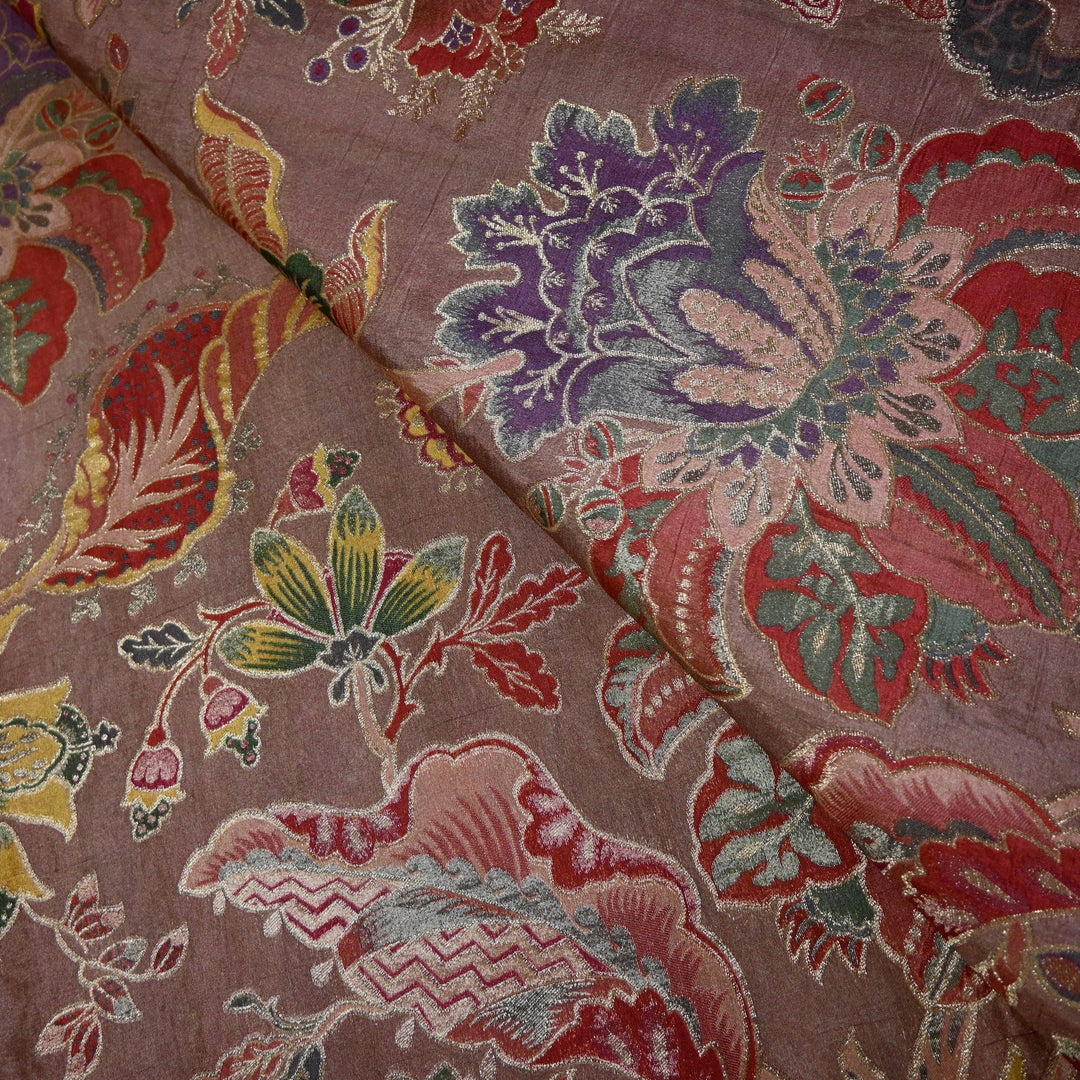 Dola Silk Position Print With Zari Jaquard Fabrics