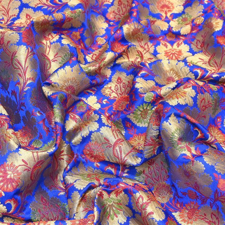 Satin Kimkhab Multi Brocade Fabric | Heavy Luxury Zari Woven Designer Fabric | RS0022-24