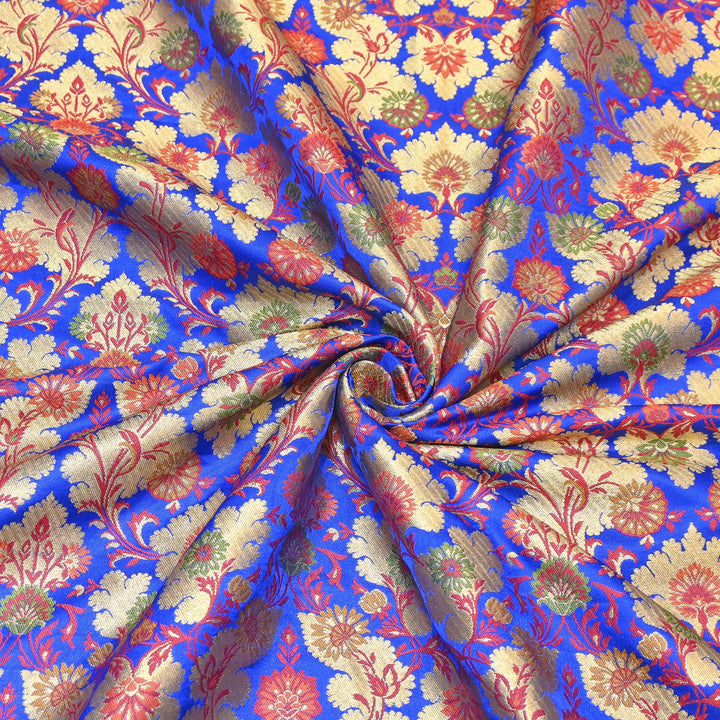 Satin Kimkhab Multi Brocade Fabric | Heavy Luxury Zari Woven Designer Fabric | RS0022-24