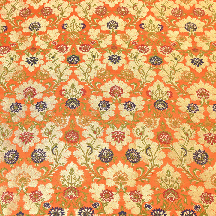 Satin Kimkhab Multi Brocade Fabric | Heavy Luxury Zari Woven Designer Fabric | RS0022-25