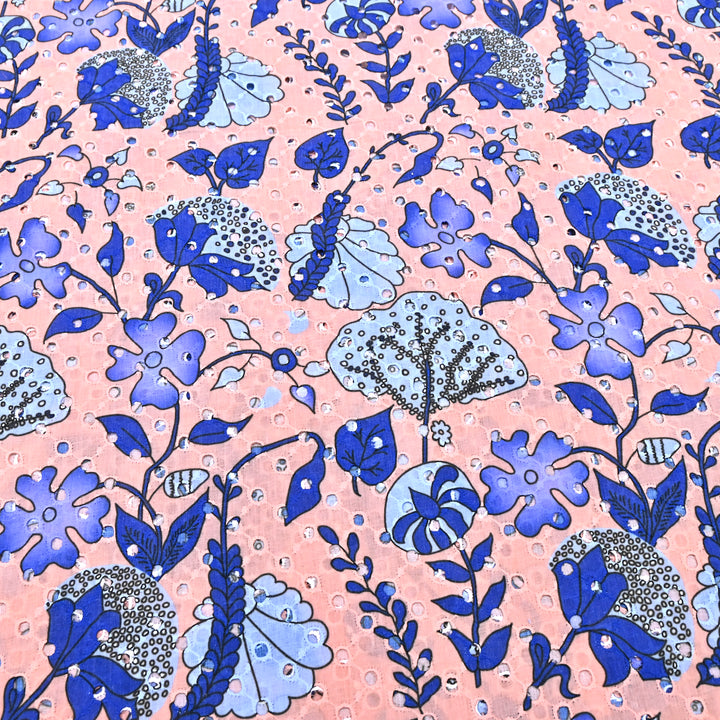 Cotton Chicken Digital Print Cutwork Embroidery Fabric - 001196-A7