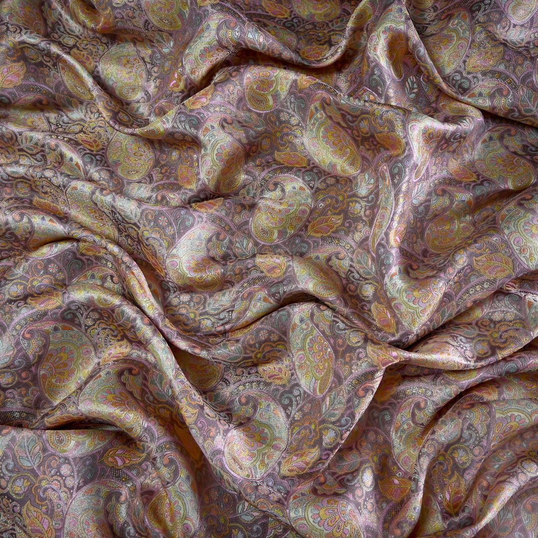 Dola Silk Position Print With Zari Jaquard Fabrics