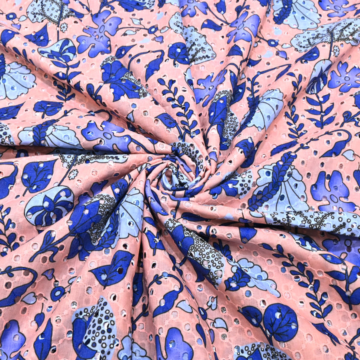 Cotton Chicken Digital Print Cutwork Embroidery Fabric - 001196-A7