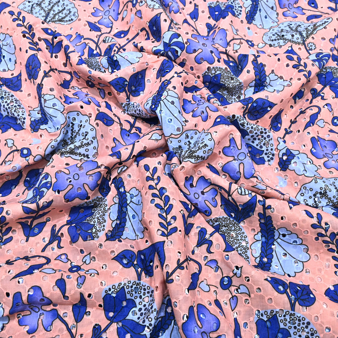 Cotton Chicken Digital Print Cutwork Embroidery Fabric - 001196-A7
